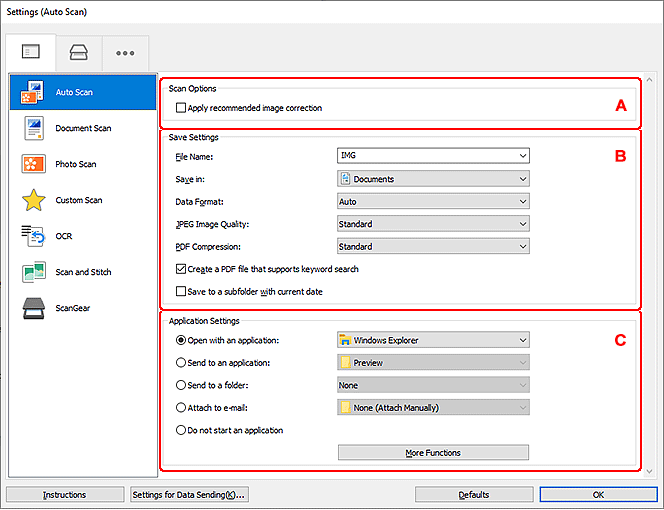 figur: dialogboksen Innstillinger