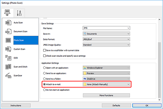 figure: Settings dialog box