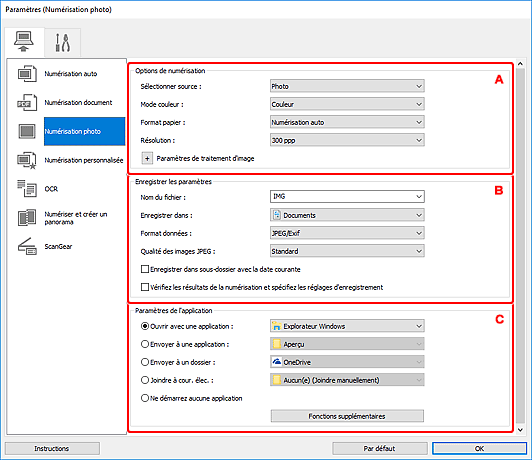 figure : boîte de dialogue Paramètres