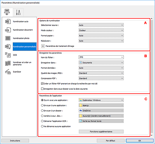 figure : boîte de dialogue Paramètres