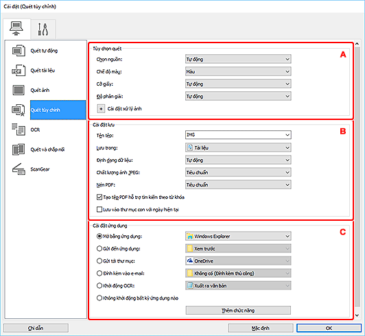hình: Hộp thoại Cài đặt