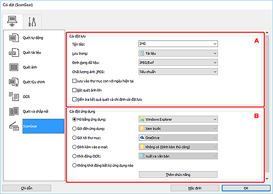 hình: Hộp thoại Cài đặt
