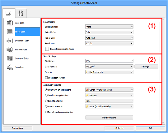 figure: Settings dialog box