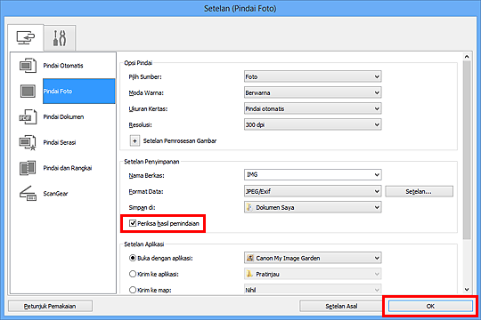 gambar: Kotak dialog Setelan