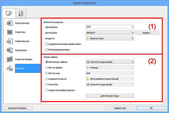 gambar: Kotak dialog Setelan