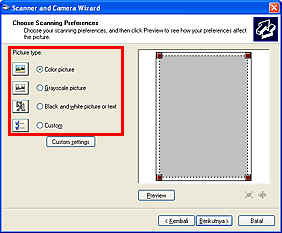 gambar: Kotak dialog Scanner and Camera Wizard