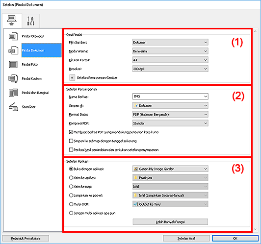 gambar: Kotak dialog Setelan