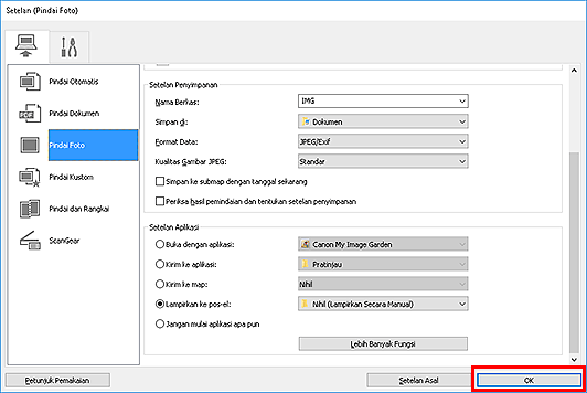 gambar: Kotak dialog Setelan