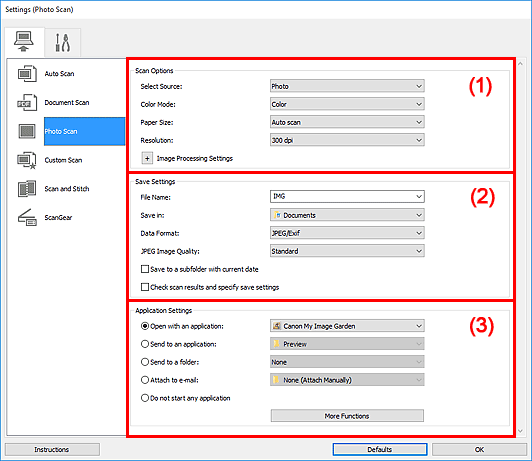 figure: Settings dialog box