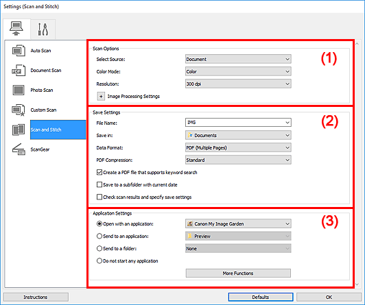 figure: Settings dialog box