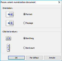 figure&nbsp;: boîte de dialogue Param. orient. numérisation document