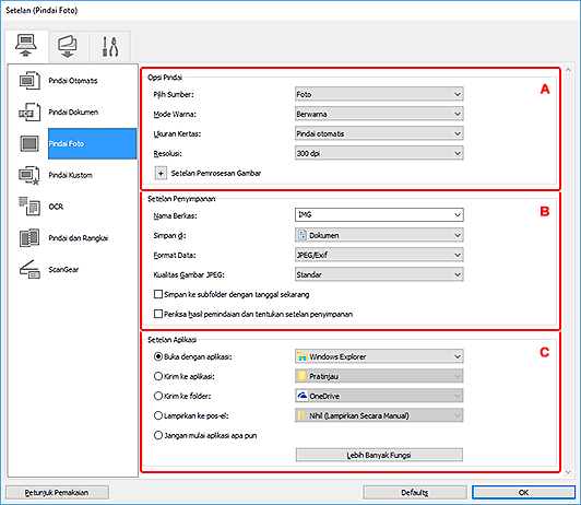 gambar: Kotak dialog Setelan