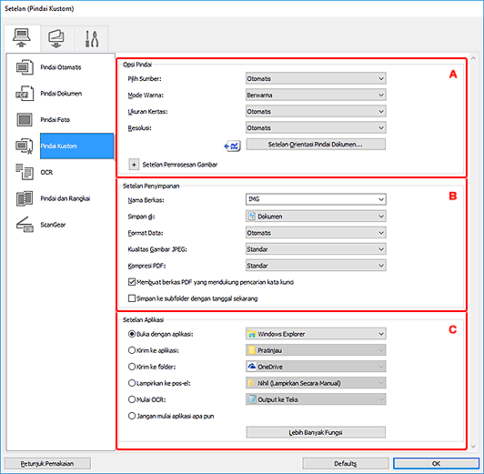 gambar: Kotak dialog Setelan