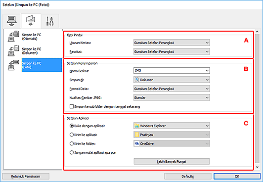 gambar: Kotak dialog Setelan