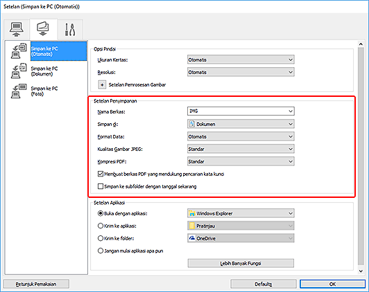 gambar: Kotak dialog Setelan