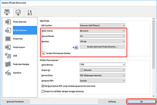 gambar: Kotak dialog Setelan