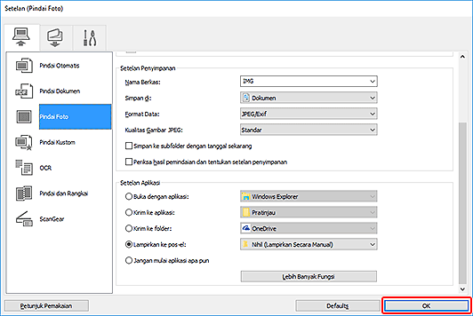 gambar: Kotak dialog Setelan