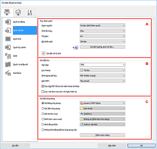 hình: Hộp thoại Cài đặt