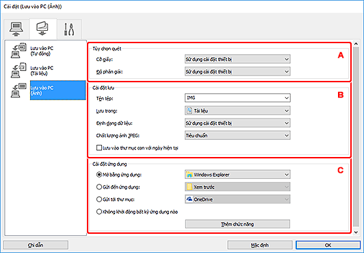 hình: Hộp thoại Cài đặt
