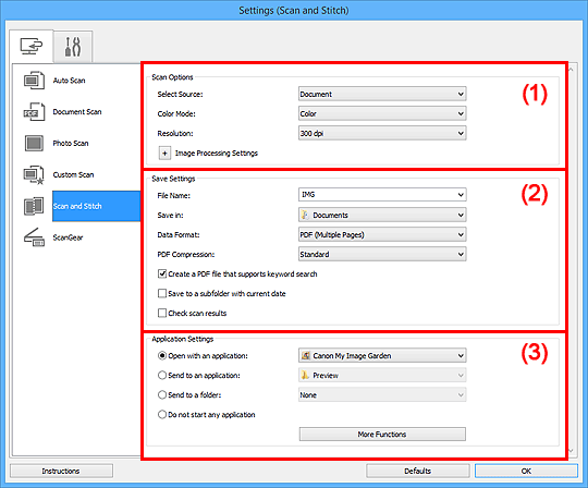 figure: Settings dialog box