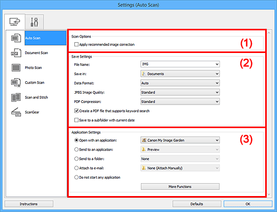 figure: Settings dialog box