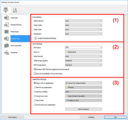 figure: Settings dialog box