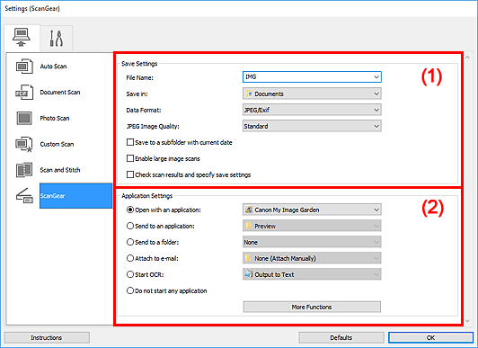 figure: Settings dialog box