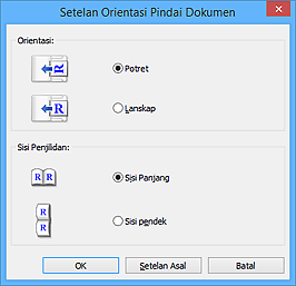 gambar: Kotak dialog Setelan Orientasi Pindai Dokumen