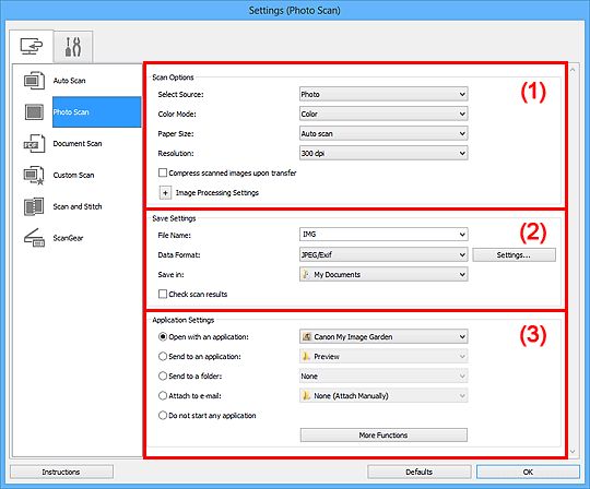 figure: Settings dialog box