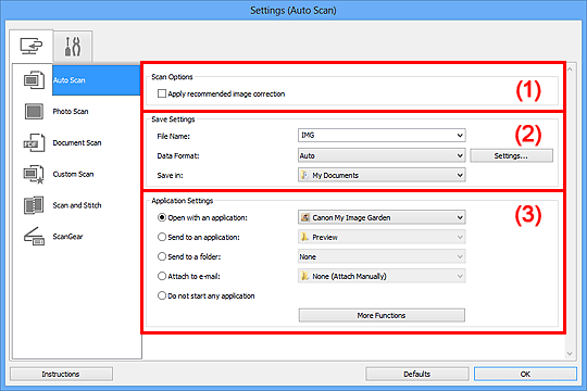 figure: Settings dialog box