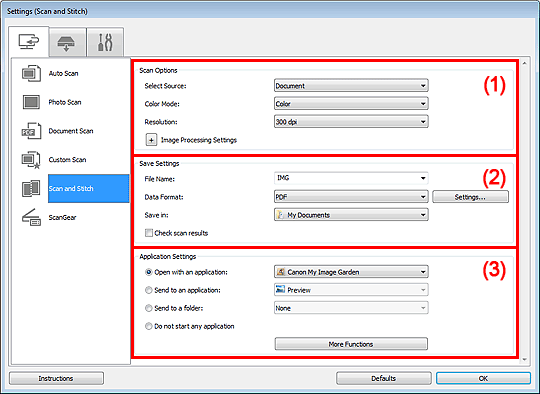 figure: Settings dialog box