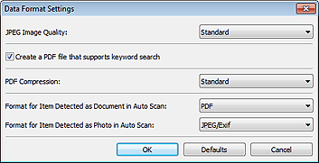 figure: Data Format Settings dialog box