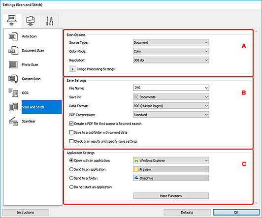 figure: Settings dialog box