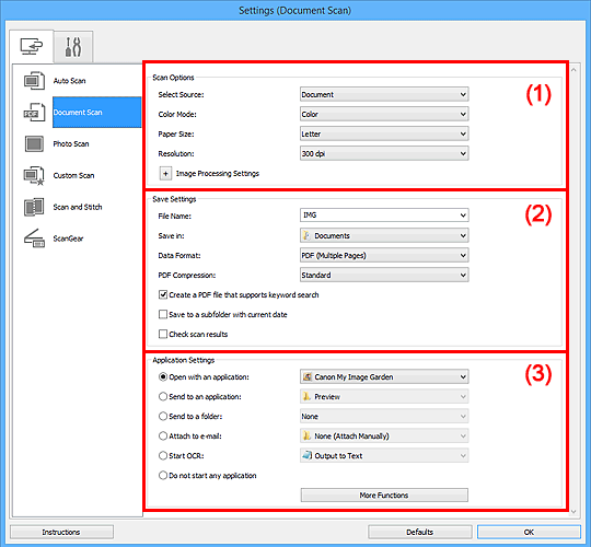 figure: Settings dialog box