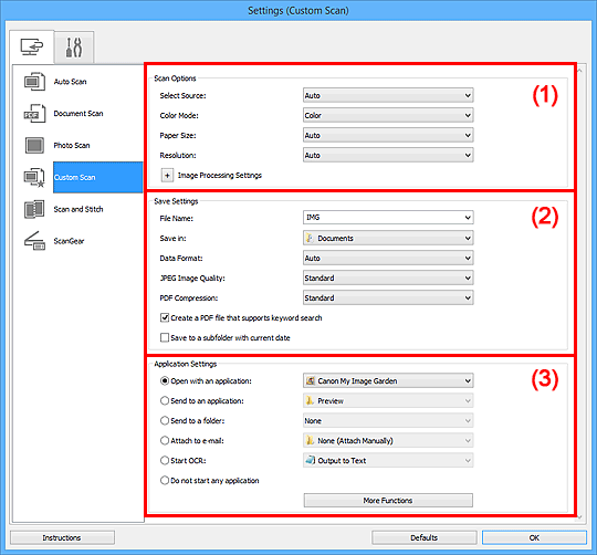 figure: Settings dialog box