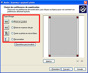 figure : boîte de dialogue Assist. Scanneur - appareil photo