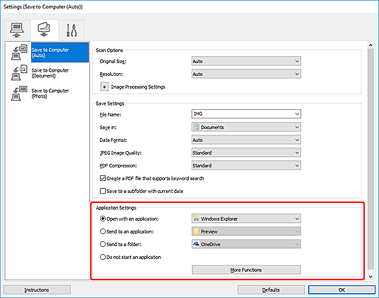 figure: Settings dialog box