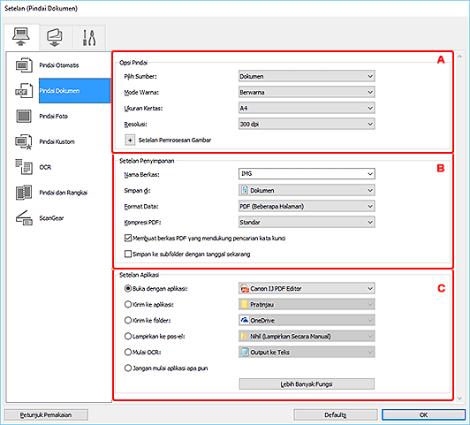 gambar: Kotak dialog Setelan