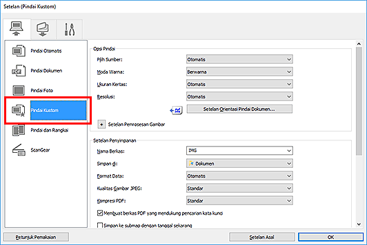 gambar: Kotak dialog Setelan