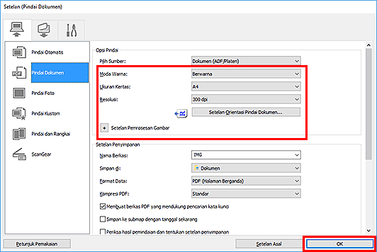 gambar: Kotak dialog Setelan