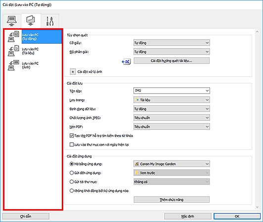 hình: Hộp thoại Cài đặt
