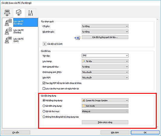 hình: Hộp thoại Cài đặt