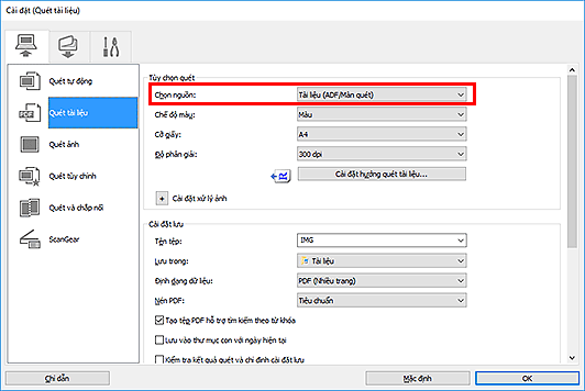 hình: Hộp thoại Cài đặt