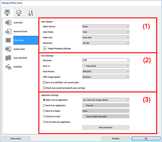 figure: Settings dialog box