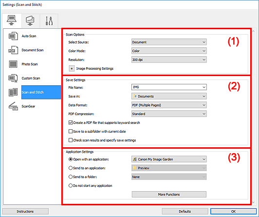 figure: Settings dialog box