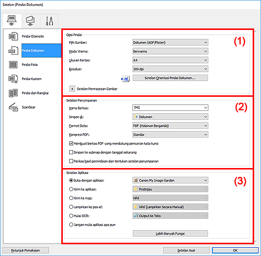 gambar: Kotak dialog Setelan