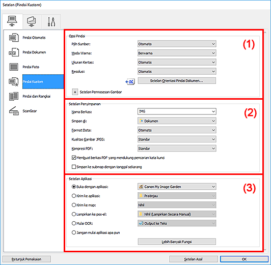 gambar: Kotak dialog Setelan