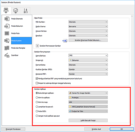 gambar: Kotak dialog Setelan