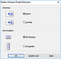 gambar: Kotak dialog Setelan Orientasi Pindai Dokumen