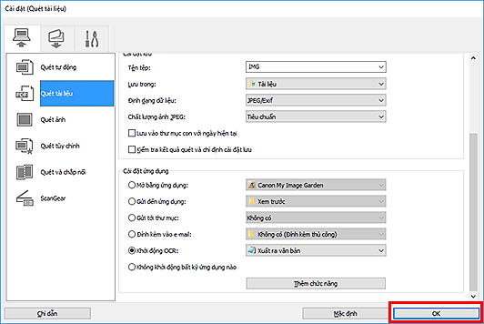 hình: Hộp thoại Cài đặt